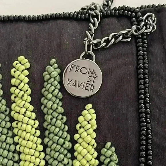 Anthropologie From St Xavier Palm Beaded Clutch Crossbody Purse - Picture 8 of 9